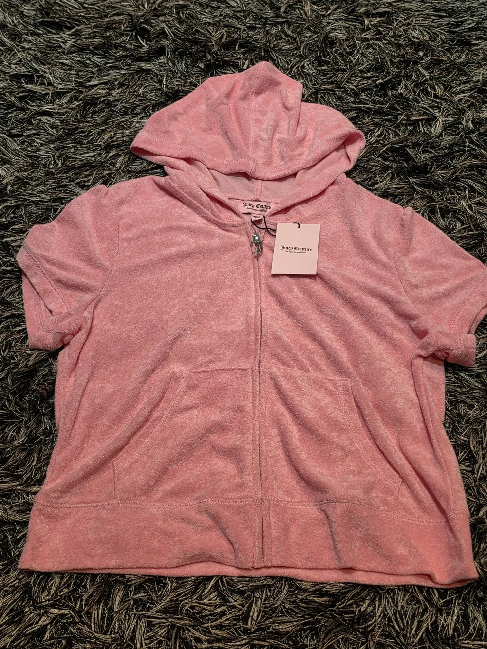 Juicy Couture Pink Velour Short Sleeve Hoodie & Shorts Set